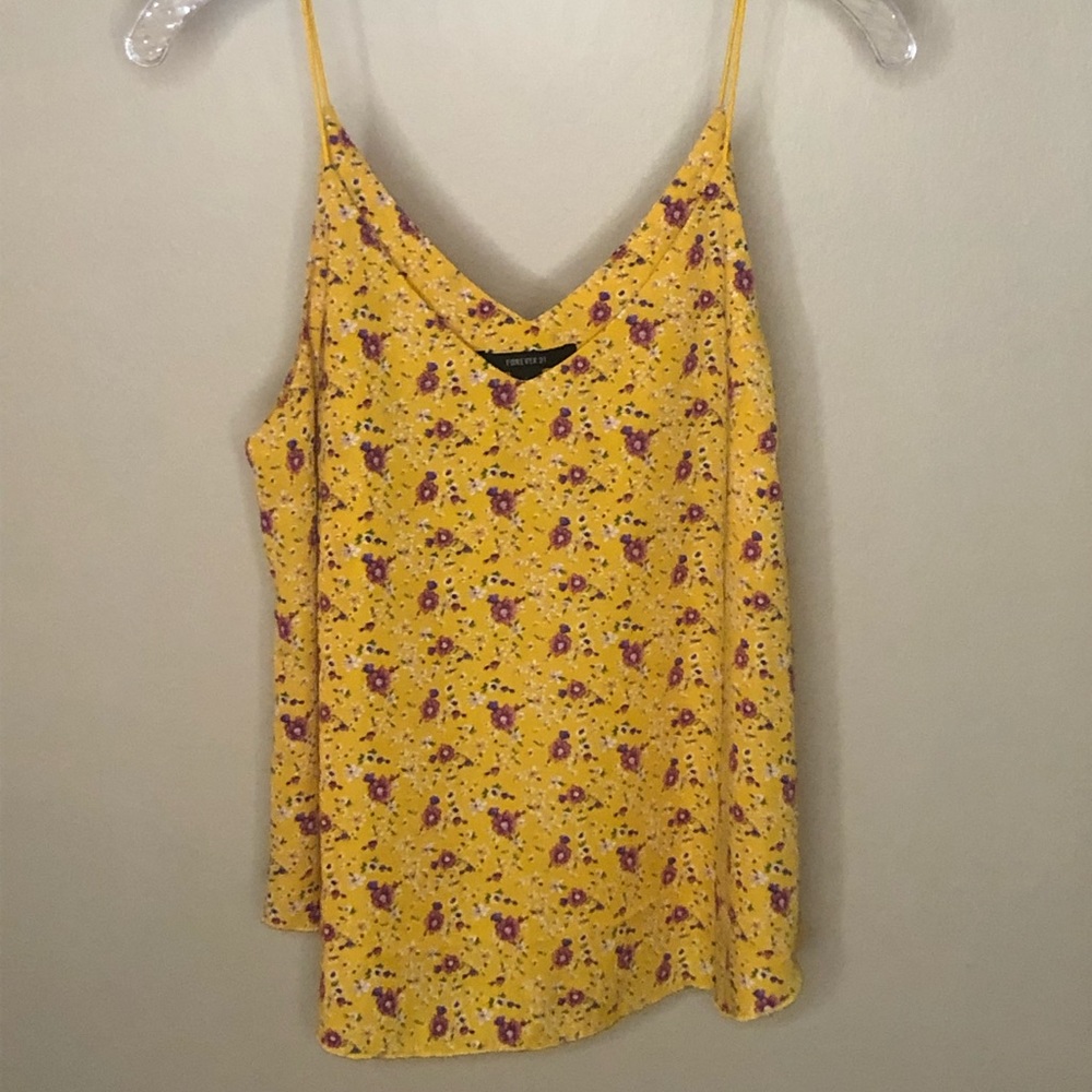 Forever 21 yellow floral spaghetti strap tank